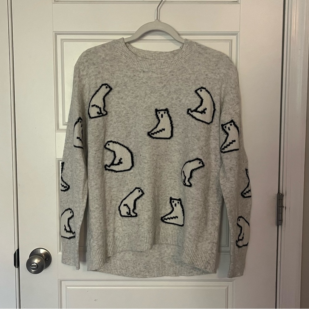 Loft Gray Polar Bear Sweater | M